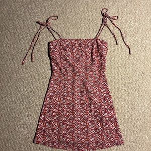 SHEIN Frenchy Ditsy Floral Tie Shoulder Ruched Dress